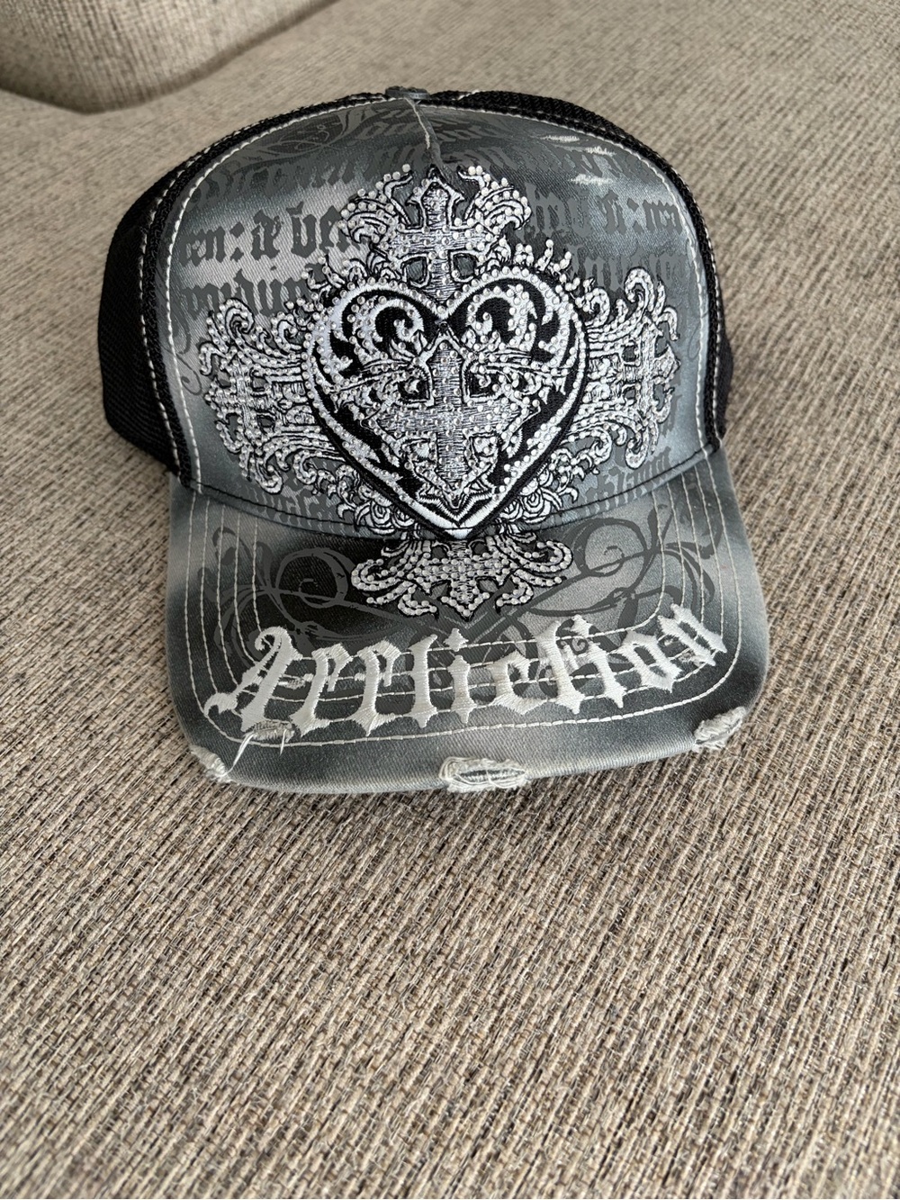 Affliction Black and Gray Embroidered Crest